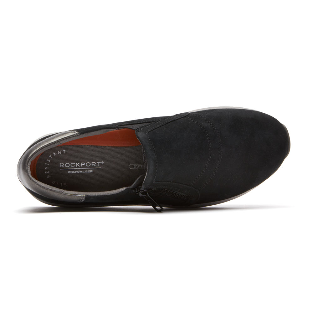 Rockport Joggesko Dame Svart - Trustride Prowalker Slip-On - BKLR46059